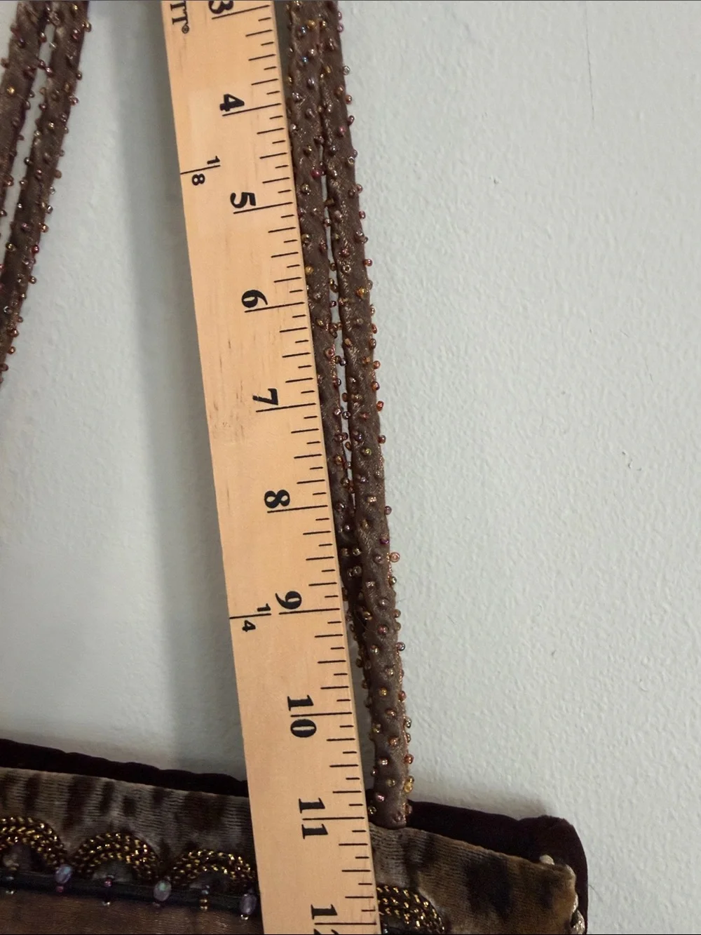 Beaded Floral Accent Brown Shoulder Bag very unique